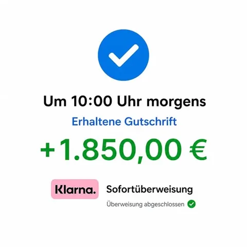 Beispiel einer Klarna-Sofortüberweisung mit Gutschrift in Euro